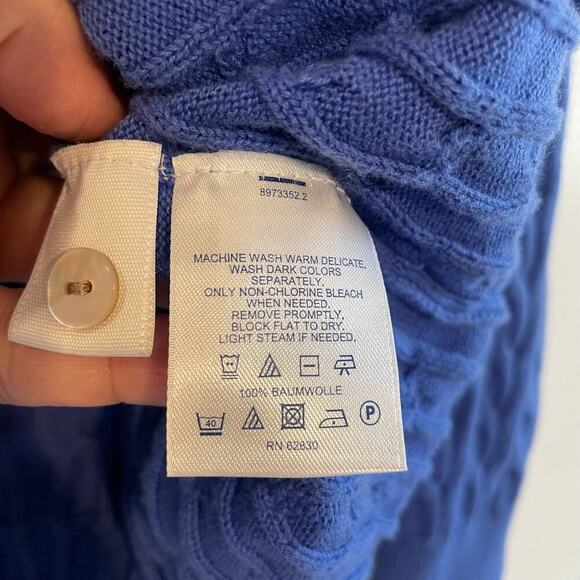 Lands' End Sweater Women's Size XLP Cardigan Sweater Blue Cablenknit V-Neck - Picture 10 of 12